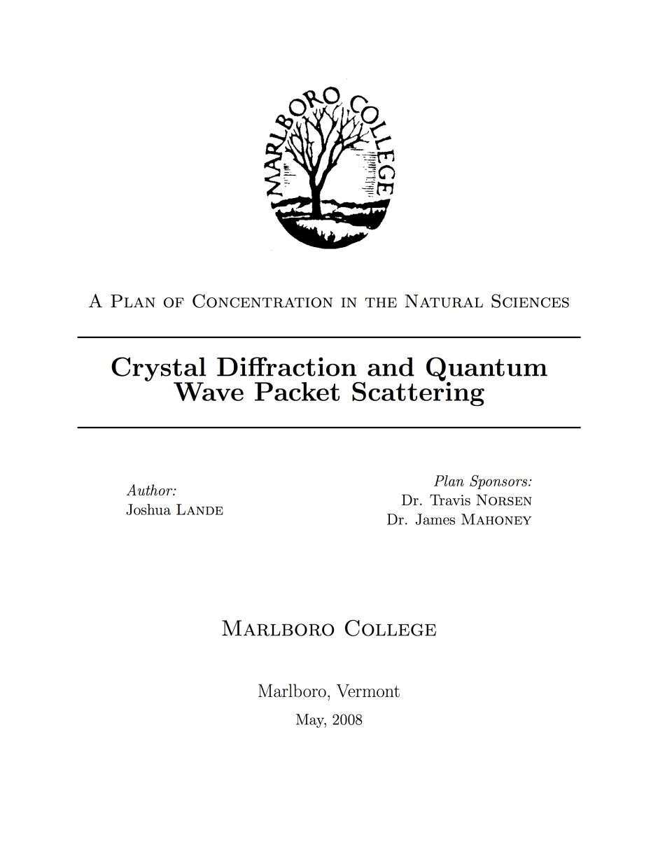 The cover page of my senior thesis.