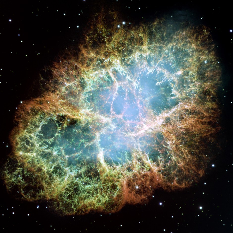 The Crab Nebula observed by Hubble.