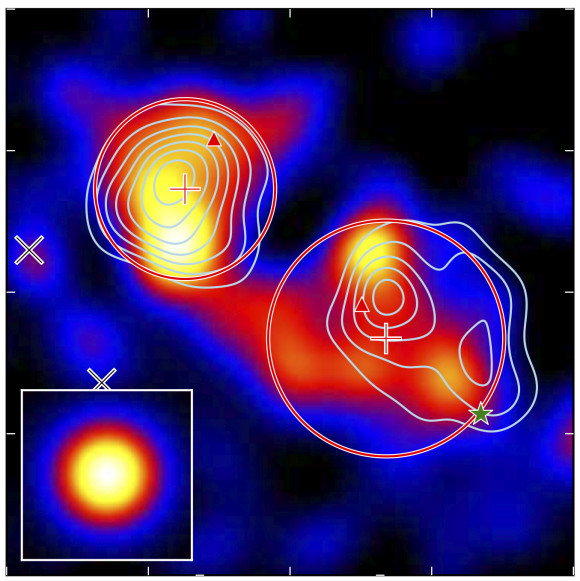 The source HESS J1616-508 (left) and HESS J1615-518 (right). The source on the left is likely a pulsar wind nebula.